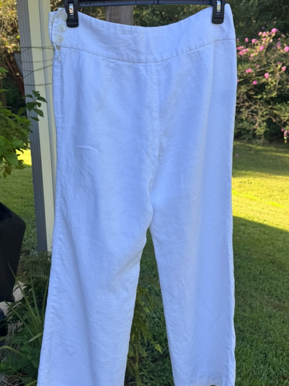 American Living White 100% Linen High Waist Straight Leg Pants Size 10 - Picture 6 of 8